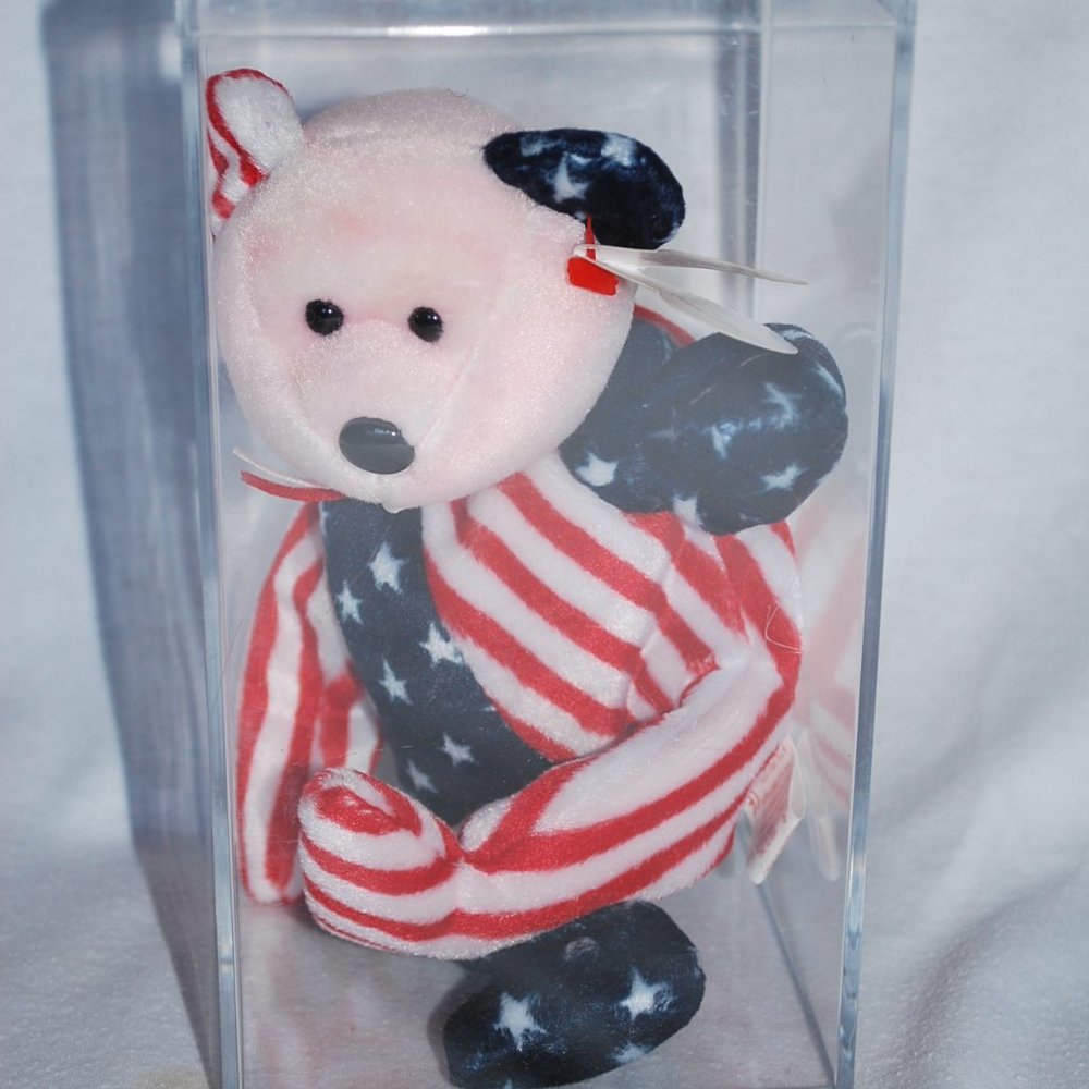 Beanie Baby.  Spangle Pink Face teddy bear by Ty